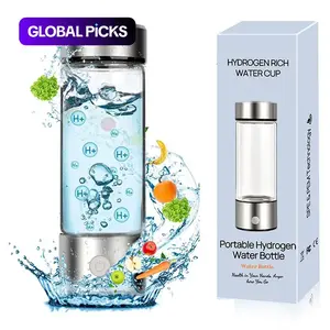 2025 Hydrogen Water Bottle, Father's Day Gifts Portable Rechargeable Glass Hydrogen Cup Tumbler, Hydrogen Water Ionizer with SPE/PEM Technology for Home, Office, Travel and Fitness Drinking #GLOBAL PICKS