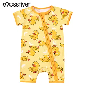 MOSSRIVER Newborn Baby Bamboo Romper - Soft Short Sleeve Little Swan Print - Great Gift