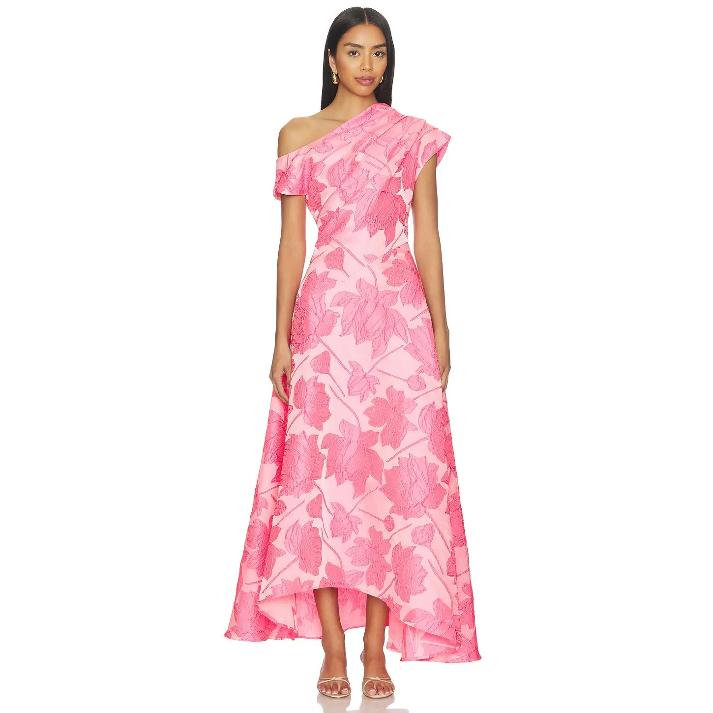 ELLIATT Dionne Asymmetrical Maxi Gown in Pink