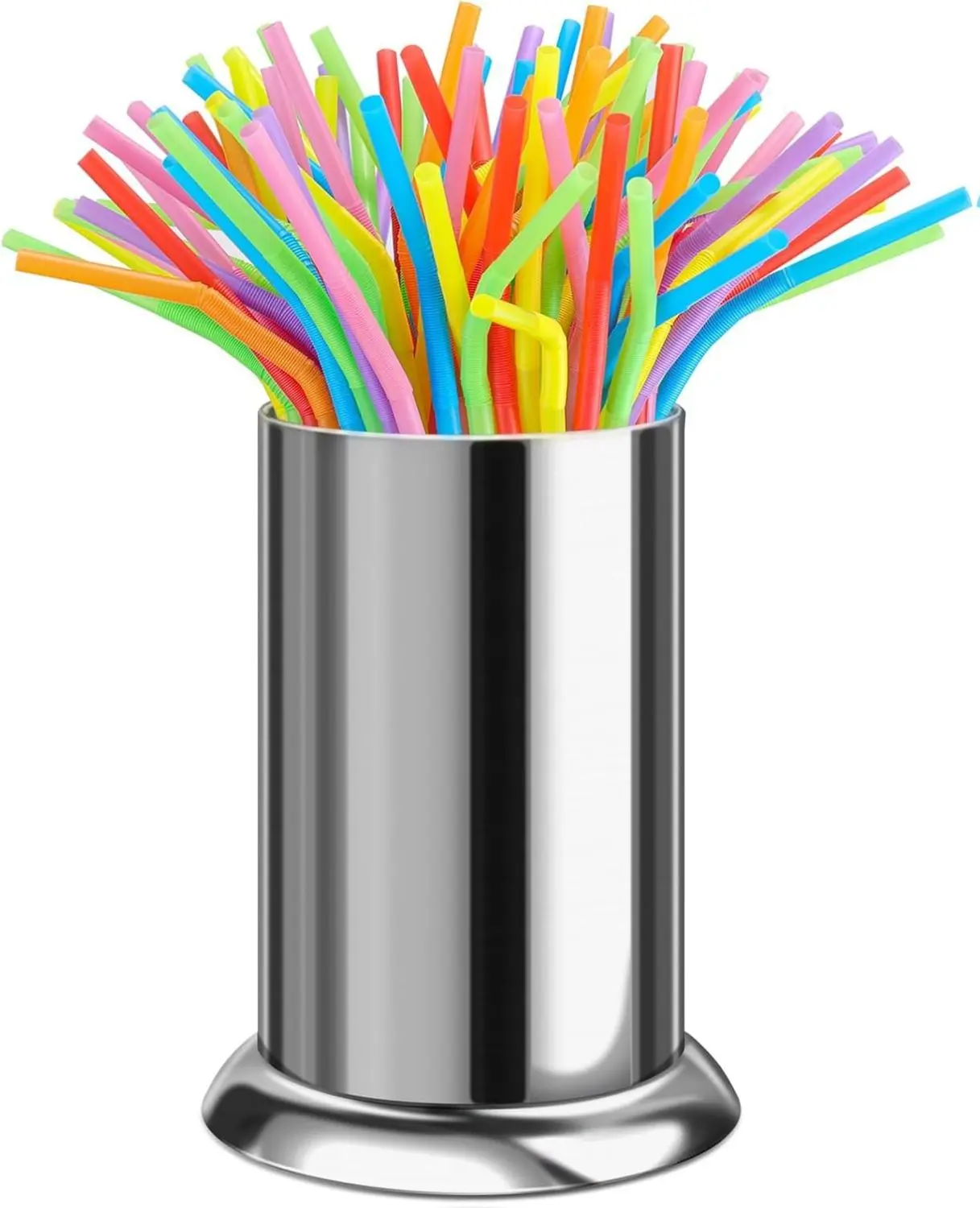 Straw Holder, Stainless Steel Kitchen Utensil Coffee Stirrers Holder for Commercial and Home Use 6.7" x 4.9", Silver