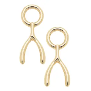 Wishbone Huggie Charm (Set of 2) in Shiny Gold
