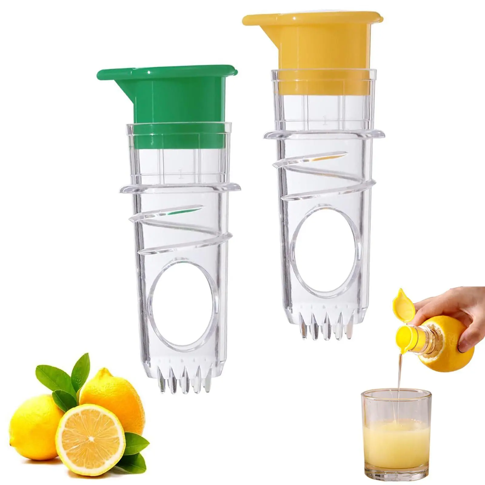 Manual Juicer Multifunctional Home Small Plastic Lemon Squeezer Orange Fruit Juice Separator Press - Juicing Tool [Green + Yellow] Manual Juicer Lemonorangejuicer Fruit Extractor Rotating Fresh Juice Filter