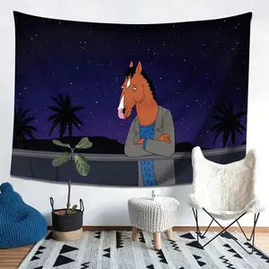 BoJack Horseman Character Print Textured Tapestry - TV Show Wall Decor, Various Colors Peach Light Beige Wall Hanging, Home Supplies for Dorm, Living Room - Ideal Gift for Fans summervibes