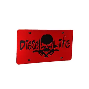 Skull & Pumps Acrylic Tag Red w/ Black Decor Signs