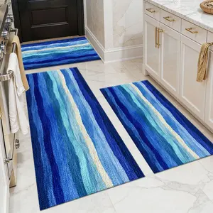 Three-piece kitchen rug set, non-slip and washable, abstract pattern kitchen hallway rug, soft and comfortable, suitable for sinks, floors, entrances, hallways and bathrooms.