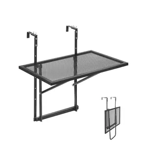 Summervibes VEVOR Balcony Hanging Table, 19x 24 in Metal Folding Balcony Railing Table, Outdoor Balcony Bar Table for Railings, 5-Level Adjustable, Fit Railing from 1 to 4.7, Serving Table for Patio Deck