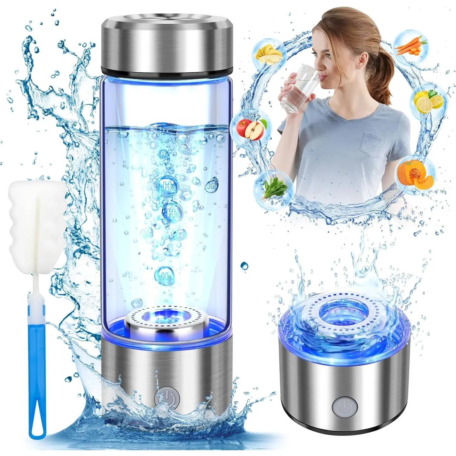 2025 Upgrade Hydrogen Water Bottle, Hydrogen Water Generator with Advanced SPE PEM Technology, 420ml(14OZ) Hydro Water Machine, Portable Water Ionizer for Office, Travel, Fitness & Everyday Hydration