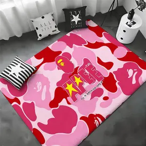 Japanese Streetwear A Bathing Ape Floor Mat Non-Slip Soft Flannel Thickened Rug Indoor Door Mat Ultra Soft Absorbent Wear-Resistant Floor Mat for Living Room Hallway Entryway Front Door Porch Durable Non-Skid Home Decoration Mat for Indoor Daily Use
