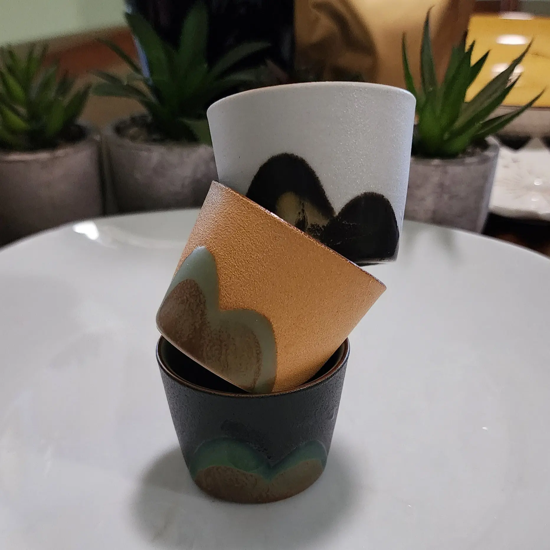 3 Ceramic Mini Tea Cups, Kitchenware Drinkware for Tea Serving