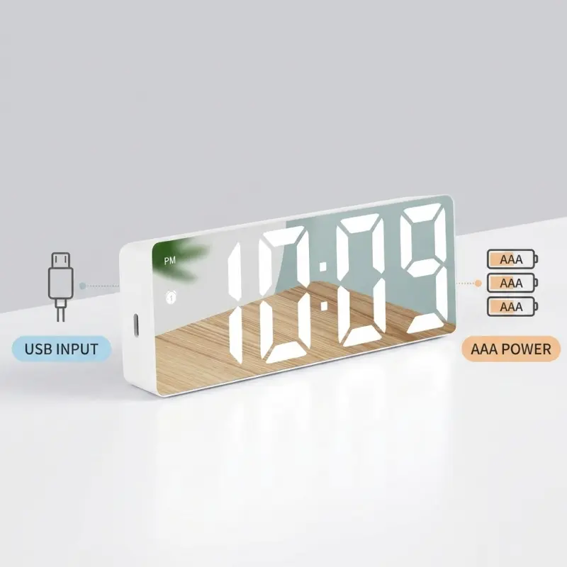 Electronic Smart Digital Alarm Clock - Voice Control LED Desktop Clock for Bedroom & Home Office