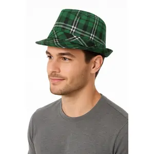 St. Patrick's Day Plaid Fedora Hat