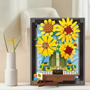 Sunflower 3D Building Blocks Toy Set, Fun Tabletop Decorative Puzzle for Creative Play, Safe for Kids with Small Parts Warning