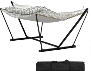 Portable 2 Person Hammock with Stand & Balance Rope, Heavy-Duty Outdoor Hammock for Garden, Beach and Yard