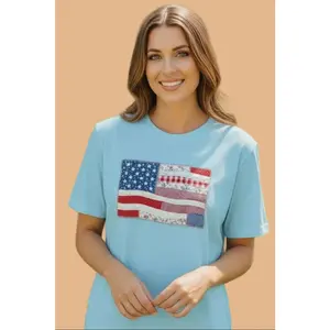 PATCHWORK USA TEE - Blue