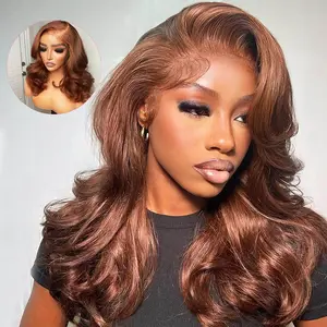 VRbest 200% Density 16 inch Chocolate Brown Bob Wig Human Hair Glueless Wigs Pre Plucked Pre Cut Body Wave 5x5 HD Transparent Closure 100% Brazilian Virgin Hair  High-Density Wig for Black Women Gift for Girlfriend/Wife/FamilySpringtok