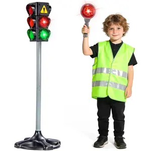 Educational traffic light role-play toy suitable for children aged 3-6, with lights and sound effects, promoting children's traffic safety knowledge education, suitable for indoor, outdoor, and backyard parent-child interaction, sensory play