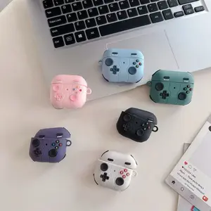 Retro Game Controller Style Earbuds Charging Case Cover Compatible with AirPods pro3/pro2/4 Soft Silicone Shockproof Protective Skin with Carabiner
