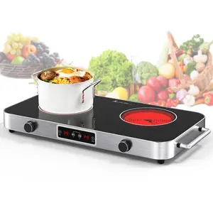 WBVV,Portable Electric Stove ,CountertopCooktop with 9 Power Levels,Child Safety Lock &Timer, 2200W for Kitchen,estufa electricacompatible with All Cooker ,Durable Appliance.Round Multifunction Induction Stovetop DoubleBurner