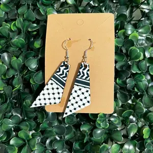 Handmade Teardrop keffiyeh Arab Palestinian Earrings with Unique Design and Stylish Appeal