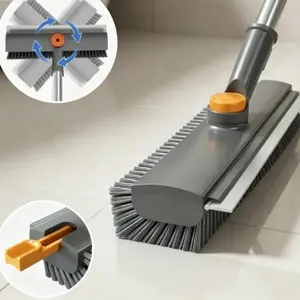 Mother's Day Gift for Busy Moms - Adjustable Handle Scrub Brush, Multi-Functional Floor Cleaner with Stiff Bristles, Silicone Scraper, Hair Catcher & Hangable Stainless Steel Handle Septic-Safe Unbleached Toilet Paper