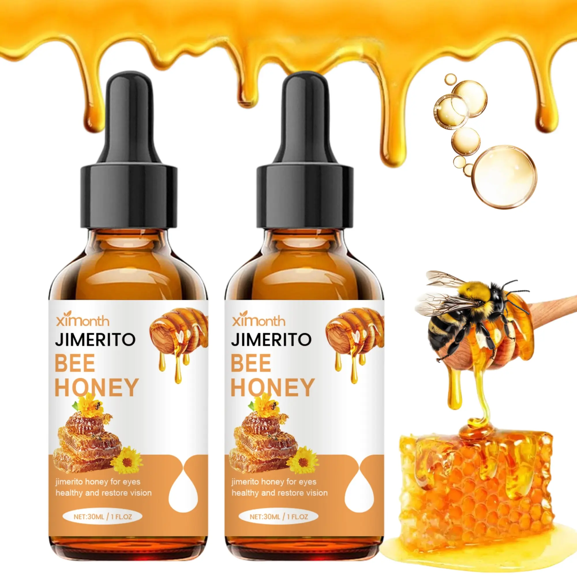 Bee Honey Eye Drops Moisturizing Honey Eye Drops Refreshing Soothing for Dry Astringent Eyes Natural Fast Acting Daily Care 30mL Eyedrops