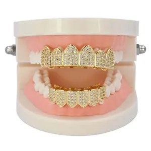 Zircon upper and lower teeth full row of braces canine hip-hop accessories for men and women party jewelry y2k
