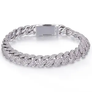 All Moissanite Cuban Hip Hop Bracelet for Men 6mm 8mm Full Diamond with GRA Sterling Silver Teen Girls Chain