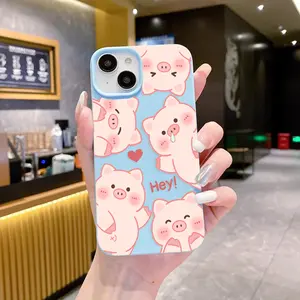 Many loving pigs Large Hole Frosted TPU Phone Case for iPhone 16 15 14 Pro Max 13 12 11 XR XS Plus Shockproof Non Slip Military-Grade Protection Silicone Cover