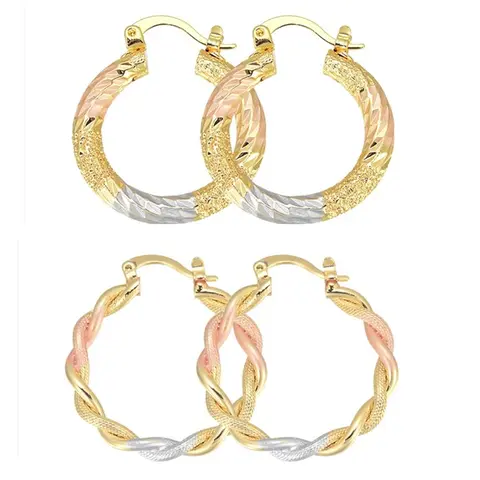 Women's 18K Gold Plated Circular Hoop Earrings - 2 Pairs (25mm,29mm) with Metal Coating, Tarnish Free Gold Circular Accents Earrings for Weddings & Special Events