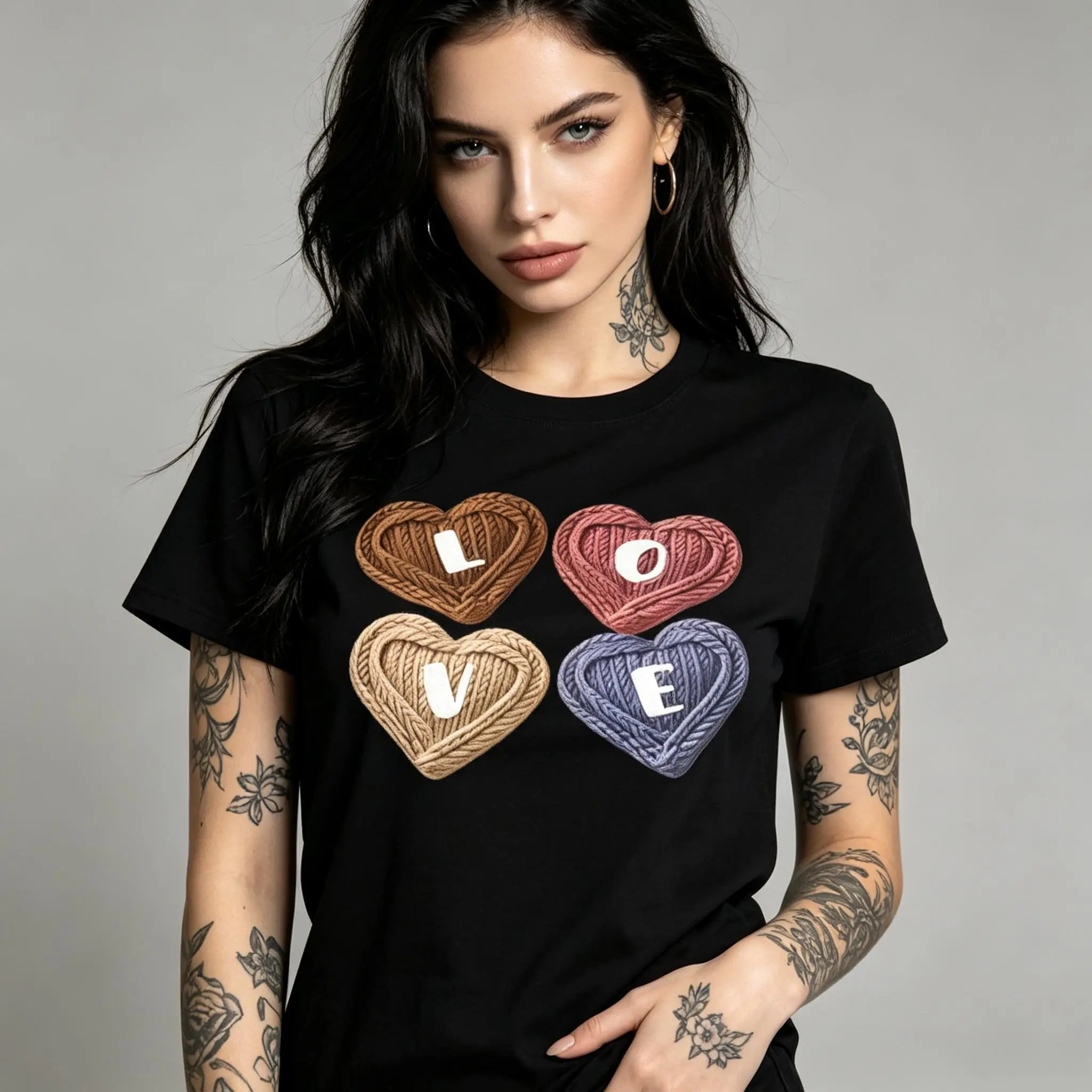 Men's Graphic T-Shirt with Original LOVE Print, Lightweight Combed Cotton Fabric, Oversized Streetwear Fit with Short Sleeve