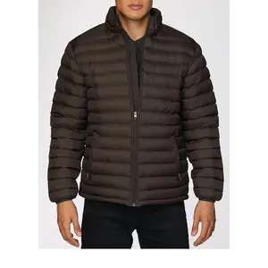 Men's Nylon Quilted Puffer Jacket -NJ640-Brown
