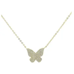 Butterfly Necklace 925 Sterling Silver Cubic Zirconia Simulated Diamonds Women's Jewelry