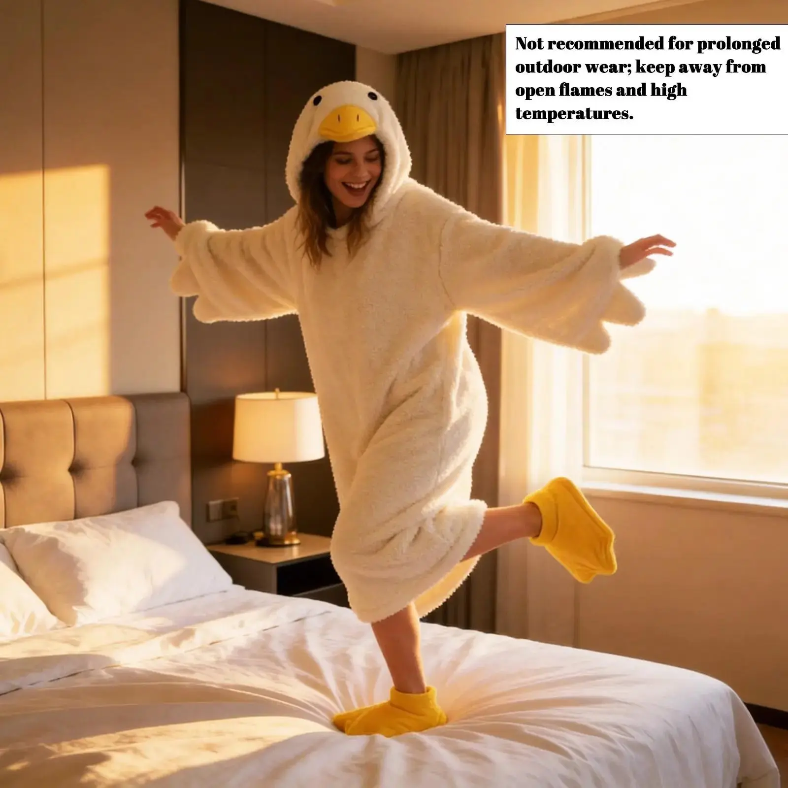 Funny Duck Costume Onesie Set, Includes Duck Shoes, Soft Cute Loose Pajamas, Party, Fun and Comfortable Sleepwear