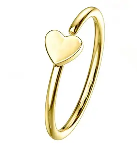 20G Gold PVD Stainless Steel Heart Seamless Ring