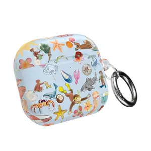 Curious Georgee Airpods Case, Cute Monkey Case, Cartoon Summer Vibes AirPods Case, Cute Beach & Ocean Pattern with Keychain Clip, Tech Accessories, aesthetic phonecase