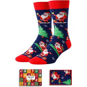 HAPPYPOP Christmas Gifts Stocking Socks for Men - Secret Santa Socks Xmas Stocking Stuffers for Dad, Black Santa Socks for Husband Zmart
