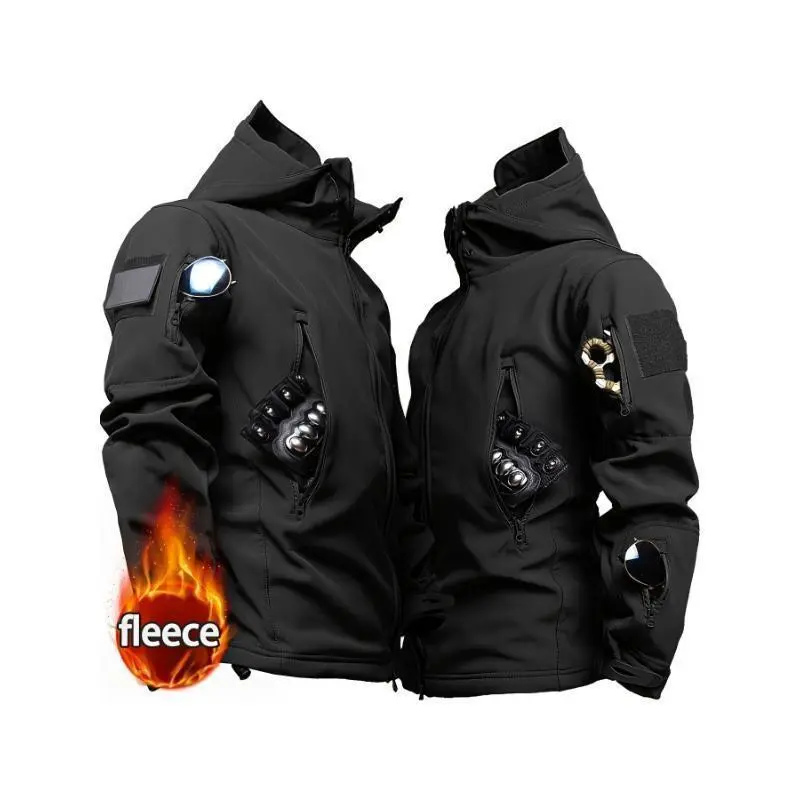 Camouflage Print & Plain Color Men's 2pcs Military Windproof Suit Multi-Pocket Soft Shell New Year physical exercise Hooded Jackets Sharkskin Work Cargo Pants, Outdoor Cloth Long Sleeve Menswear Camouflage Print & Plain Color Men's 2pcs Military Windproof Suit Multi-Pocket Soft Shell New Year physical exercise Hooded Jackets Sharkskin Work Cargo Pants, Outdoor Cloth Long Sleeve Menswear