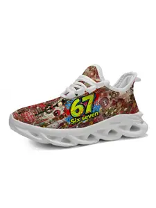 Fashion Casual Athletic Training Shoes, Unique Artistic Print Design, Vibrant Multicolor Prints, Laces, Thick Sole, School & Sports Essential