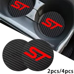 Ford St Carbon Fiber Texture Anti-Slip Cup Holder, 2pcs or 4pcs, Protects From Scratches, Decorative Vehicle Accessory
