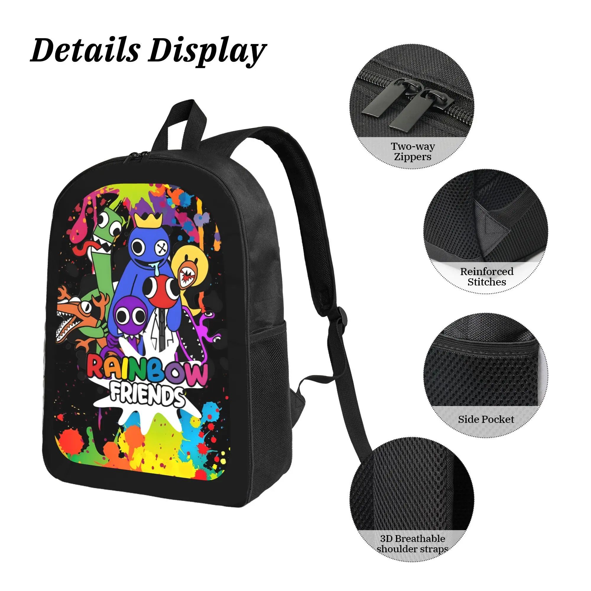Rainbow Friends Backpack With Lunch Box Pencil Case 3 In 1 For Boy