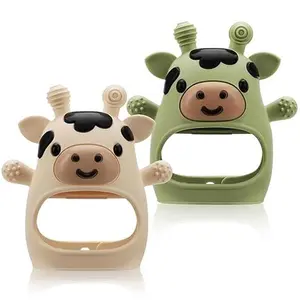 2-Pack Food Grade Silicone Baby Teething Mitten Toys, Teething Relief Chew Toys for 3-6/6-12 Months Infants, Newborn Essentials for Sucking Needs