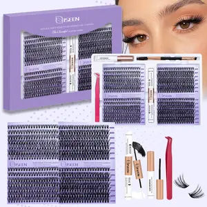 Mixed Length Fluffy False Eyelashes with Bond and Seal & Remover & Tweezers, Natural Eyelash Extensions, Faux Clusters Lash for Eyelash Enhancements, Eyelash Extensions Set, Makeup Lightweight