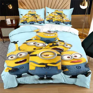 Despicable Me Pattern Duvet Cover Set, Soft And Durable Bedding Set, Contains 1 Duvet Cover And 1 Or 2 Pillowcases, Suitable For Children And Adults Daily Holiday Birthday Gifts Bedroom Decorations