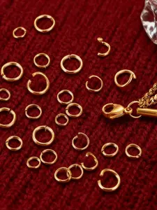 100 Pieces 304 Stainless Steel 18k Vacuum Gold Plated Open Jump Rings, Jewelry Making Supplies DIY Accessories Dual Ring Connectors