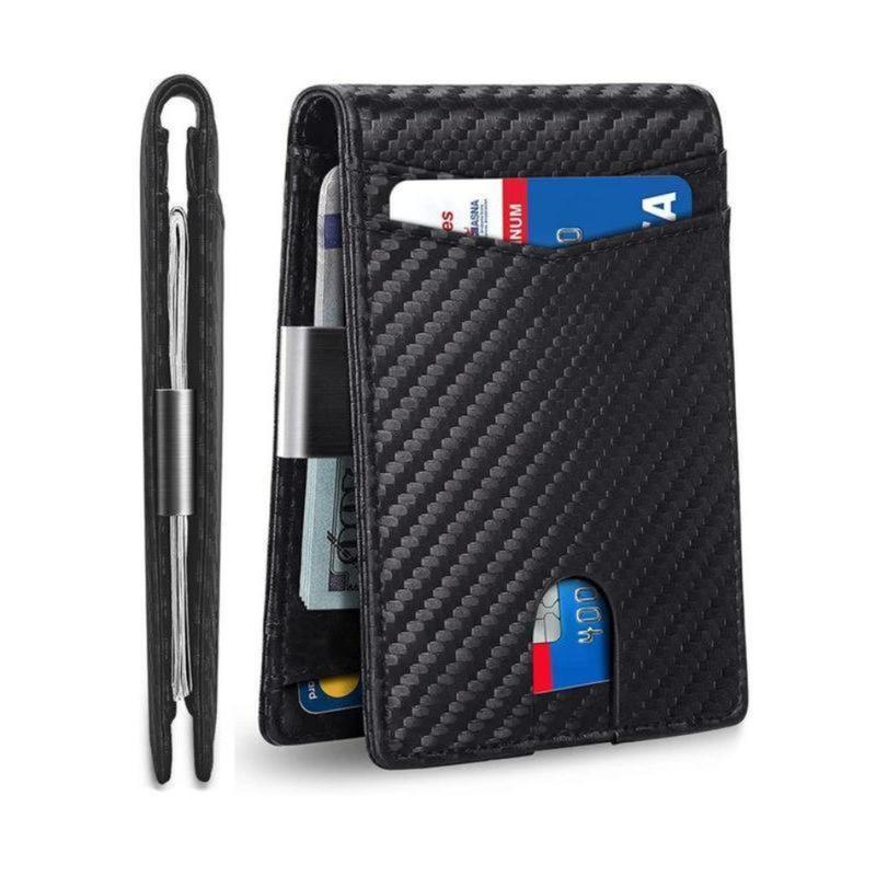 2026 New Arrival Men’s Carbon Fiber Texture Card Holder – RFID Shielded Ultra-Thin Bi-Fold Wallet with Card Slots & Bill Clip, TikTokShopBlackFriday Christmas