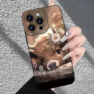 Phone Case - Floral Decorated Cute Cow TPU Phone Case, Featuring a Premium Feel, Shockproof And Drop-Resistant, Compatible with Iphone 16/15/14/13Suitable for a variety of iPhone models, from Iphone 17 series to Iphone 11 series, and Iphone x series