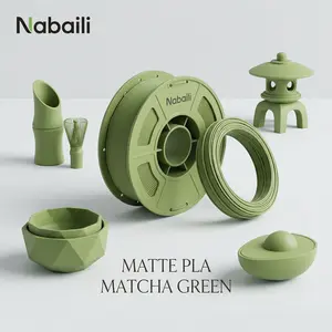 Nabaili Matte PLA Matcha Green Print Filament for 3D Printing Projects - Ideal for Creative Designs and Prototypes