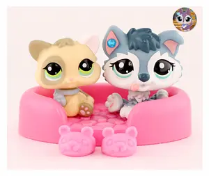 Pet Shop Mini Cats Dogs Bobble Head Action Figures Toy for Mini Pet Shop Collectable Christmas Gift with Adorable Accessories