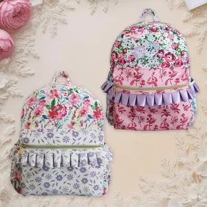 Kids School Bag Large Capacity Baby Girls Children Purple Small Flowers Back Bags