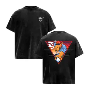 Vintage Camel Joe Billiards Retro Printed Men's T-Shirt, Fun Cartoon Print Casual Short Sleeve Crew Neck Pure Cotton Top, Unisex Design, Washed Black Loose Streetwear Style, Ideal for Billiards Enthusiasts and Daily Outfits